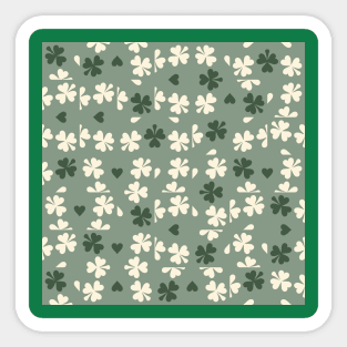 Sage Green Clover Checkers Sticker